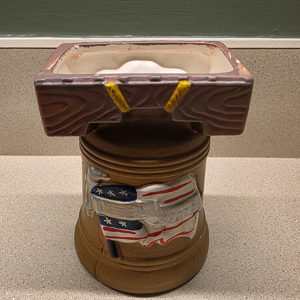 Nancy Pew Liberty Bell 5" Planter Brown American Flag Cannon Bicentennial Japan